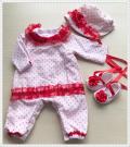 Комплект за изписване на бебе момиче в розово и червено