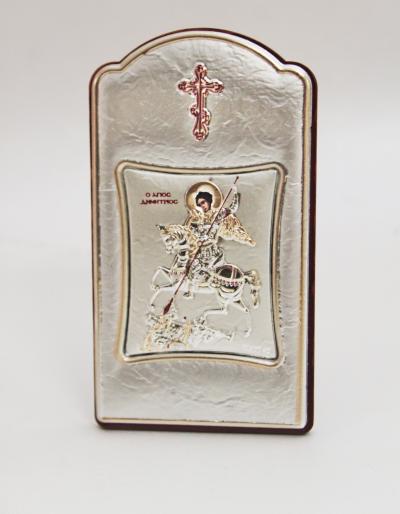 Сребърна икона Свети Димитър